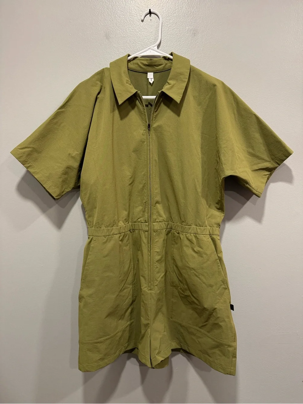 Lululemon lab Zip-Front Collared Romper in Bronze Green Size 10